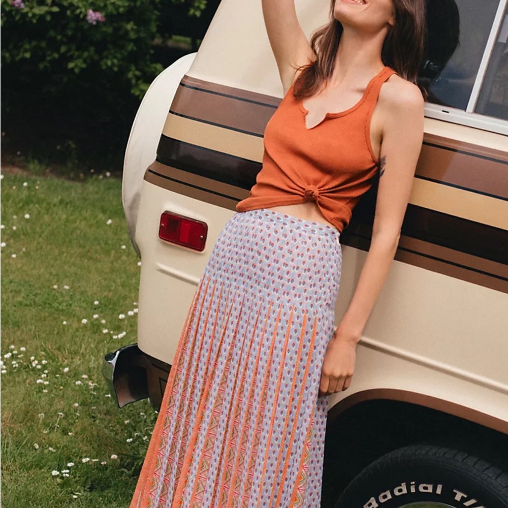 Maeve Nonie Pleated Maxi Skirt